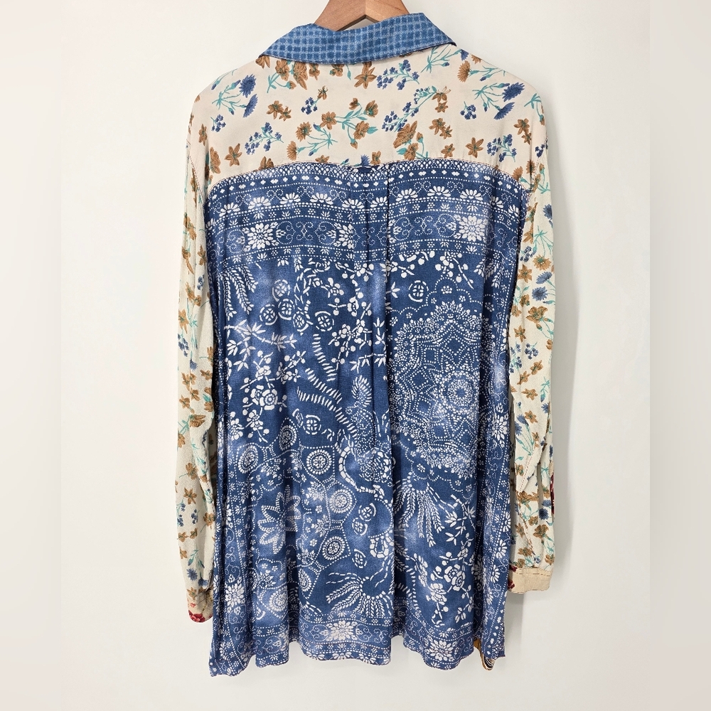 John Mark Floral Patchwork Button Front Convertib… - image 2